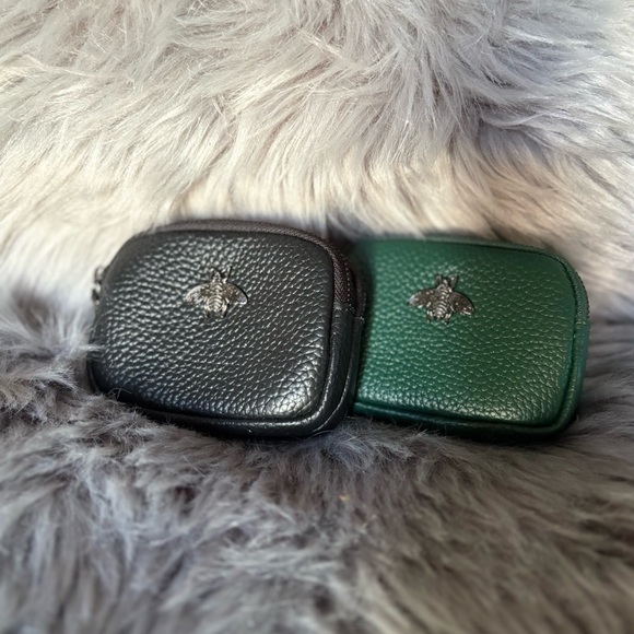 Handbags - Black and Green Leather Coin Pouches